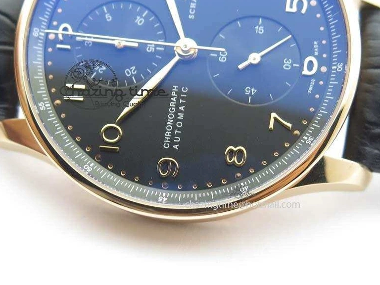 MIROTIME 0214 Portuguese Chrono RG IW371415 ZF 1:1 Best Edition Black Dial On Black Leather Strap A79350 (Slim Movement) FashionForward 7264